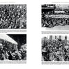 A collage of four black-and-white photos from Schiffer Publishing, Ltd.'s "Abyssinian Conquest" depicts Italian soldiers in the 1935 Abyssinia invasion: cheering, prepping gear, waving from a ship, and holding a “Flandern in dou.” banner.