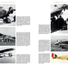 A two-page spread in "Abyssinian Conquest" by Schiffer Publishing, Ltd. displays black-and-white photos of planes and pilots from the Abyssinia invasion, with captions and text about aircraft and aerial operations in the Italian-Ethiopian War.