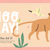A cheerful illustration with "HOORAY!" in large letters, a smiling monkey, yellow hummingbird, butterfly, blue insect, and green leaves on pink—like positive messages in Schiffer Publishing's KindKids Word Search. Text reads: You did it!.