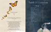 The Father Goose Treasury of Poetry by Schiffer Publishing, Ltd. features butterflies with dedications on the left page and a blue-and-white Table of Contents with poem titles and a silhouette on the right, perfect for this illustrated children’s poetry book.