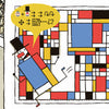 The book "Let's Go to the Museum" by Schiffer Publishing, Ltd. features a comic-style illustration of a child surprised by abstract art in a museum maze, with geometric paintings, cartoon figures, and info on modern artists like Mondrian and Kandinsky.