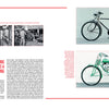 Magazine spread from Schiffer Publishing, Ltd. showcases vintage Mini Honda motorcycles: left page with black-and-white men at work plus a color photo of a black Mini Honda; right page features a green moped and historic details.
