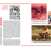Magazine spread featuring an article titled Minibike Fever for Maximum Fun, with vintage photos and ads of mini motorcycles like the Mini Honda from Schiffer Publishing, Ltd., plus riders in helmets and retro graphics on a white background with red accents.