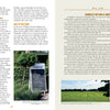 A two-page spread in Trappist Beer Travels, Second Edition by Schiffer Publishing, Ltd. highlights Westmalle Tripel, travel tips, area sights, and Abbey farming with photos of menus, green fields, cows, and wide farmland under blue skies.