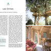 A collage features "Glamping" by Schiffer Publishing, Ltd.: a treehouse perched amid branches and a cozy, wood-paneled living area with large windows—ideal inspiration for luxury camping and top glamping getaways.