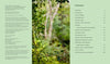 Land Art by Schiffer Publishing, Ltd. features delicate metal rods suspended among sunlit foliage, reflecting the artist’s vision. On the right, a table of contents appears on pale green, evoking natural artistic arrangements.