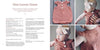 A page from "Summer Knitting for Little Sweethearts" by Schiffer Publishing, Ltd. displays photos of a baby in a pink hand-knit onesie and headband, detailed shots of merino wool yarn buttons, and instructions for children's knitwear.