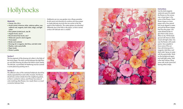 Fabulous Flowers with Acrylics by Schiffer Publishing, Ltd. showcases vibrant floral collages using acrylic painting techniques.