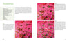 The two-page spread "Fabulous Flowers with Acrylics" by Schiffer Publishing, Ltd. details materials and four steps for painting poinsettias on pink, featuring stage-by-stage images and floral painting tips.