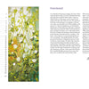 Two pages from "Fabulous Flowers with Acrylics" by Schiffer Publishing, Ltd.: left page with table of contents and an acrylic painting of white flowers; right page with a purple foreword and a handwritten signature below.
