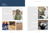 A magazine spread profiles "Inadan, the Mastery of Tuareg Artisans" by Schiffer Publishing, Ltd., showcasing photos of Eghawel Douga, Tuareg artisans at work, traditional attire, camels, and a teapot—capturing Sahara indigenous culture.