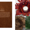 A book spread from "Leather Art" by Schiffer Publishing, Ltd. shows CHAPTER 3: VESSELS on a brown textured page about molding leather, with four colorful leather vessels shaped like flowers and leaves in red, purple, bronze, and green.