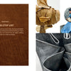 A brown textured page with white text introduces Chapter 4: Tabletop Art from Schiffer Publishing, Ltd.'s Leather Art, shown beside images of molding leather and stone tabletop sculptures like abstract folds and a figure reading under a tree.