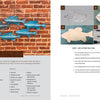 A DIY art guide, Leather Art by Schiffer Publishing, Ltd., showcases a blue fish wall display, wooden fish photos, sculpting tools, and techniques for molding leather into fish art, with listed supplies and tools on the left page.