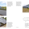 The K5 Rail Gun, published by Schiffer Publishing, Ltd., is a large WWII-era German railway gun displayed outdoors on tracks, shown from various angles on a long railcar with detailed diagrams and explanatory text nearby.