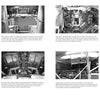 A collage of six black-and-white photos from Schiffer Publishing, Ltd. showcases PBY Catalina interiors and mechanics—cockpit, engine compartment, bomb bay, and turret—with captions beneath each image.