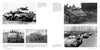 A collage of five black-and-white photos from "German Heavy Armored Cars" by Schiffer Publishing, Ltd. features WWII armored cars in convoys, damaged states, and with troops in rural, forest, urban, and waterside settings.
