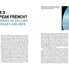 Two-page magazine spread: Left shows S.E. 210 Caravelle jets at an airport by a control tower, highlighting aviation history. Right displays the view over the wing from inside a plane. Main headline: “Do You Speak French?” Schiffer Publishing, Ltd.