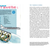 A vintage brochure in Schiffer Publishing, Ltd.'s S.E. 210 Caravelle features jet interior cutaways with passengers, uniformed crew illustrations, a tail view, and historic photos of an SAS Caravelle at the airport and during in-flight service.