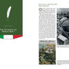 An open spread from "Alpini: Italian Mountain Troops" by Schiffer Publishing, Ltd. shows Chapter 2: The Outbreak of World War I on the left, and on the right, war text, a photo of destroyed equipment, and an illustration of Italian mountain troops.