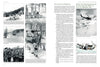 A two-page spread from Alpini: Italian Mountain Troops (Schiffer Publishing, Ltd.) shows black-and-white photos of Italian mountain troops in snowy terrain and a helicopter, with text about Alpini history and post-1975 reorganization.