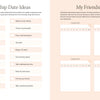 The On the Bright Side Sticker Journal by Schiffer Publishing, Ltd. features two creative pages: Friendship Date Ideas with activity checkboxes and My Friendships with four rating charts—ideal for your pastel-themed sticker journal.