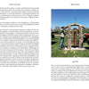 Two men assemble "Hammer and Tongs" by Schiffer Publishing, Ltd. outdoors using a yellow gantry crane. Upright stones emphasize the impact of public sculpture amidst grass, trees, and blue sky.