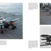 Three images of the F8F Bearcat from Schiffer Publishing, Ltd. showcase classic carrier-borne fighter aircraft on a carrier deck, with close-ups and side views highlighting tail markings and military personnel nearby.
