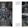 Three detailed photos from Schiffer Publishing, Ltd. highlight the cockpit controls and instrument panels of the F8F Bearcat, showing gauges, switches, and levers with clear labels on a white background and descriptive captions.
