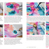 Create stunning abstract art with alcohol inks in pink, blue, and gold on white paper using tools like brushes and pipettes by following step-by-step instructions in "Find Your Flow" from Schiffer Publishing, Ltd.