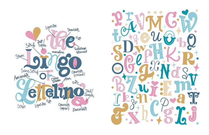 The Art of Playful Lettering by Schiffer Publishing, Ltd. offers a collage of letters and numbers, ideal for beginner lettering enthusiasts or anyone starting a lettering workbook.