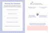 Shared Diary Society for Friends by Schiffer Publishing, Ltd. is a pastel activity sheet with prompts about sweetness, anger, knowledge, hardship, and talent—ideal for teen or friend co-journals. The right page offers colorful conversation questions.