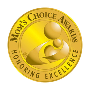 A gold seal reading "Moms Choice Awards Honoring Excellence" surrounds abstract figures, ideal for celebrating Schiffer Publishing, Ltd.’s "The Solar System," a book that inspires problem-solving and curiosity about space.