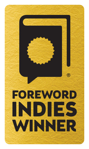 Gold rectangular badge with a stylized book and award seal icon above “Foreword INDIES Winner” in bold black text—a mark of excellence for Unraveling Rose by Schiffer Publishing, Ltd., a picture book about obsessive thoughts in children.